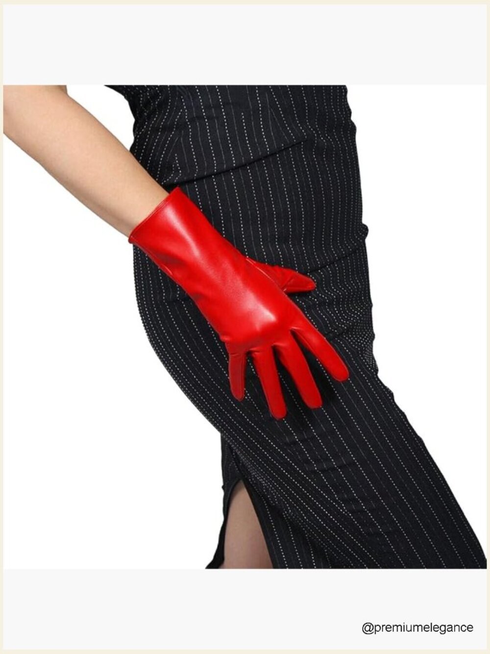 28cm Middle Length Faux Leather Gloves Unlined for Cosplay Driving